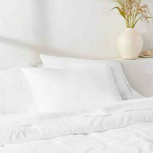 New!  Set of 2 Casaluna Lyocell Cotton Blend Comforter Shams, White, King Size